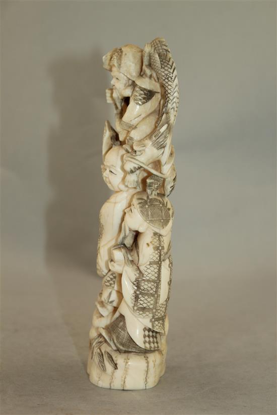 A Japanese walrus ivory okimono, early 20th century, 19cm